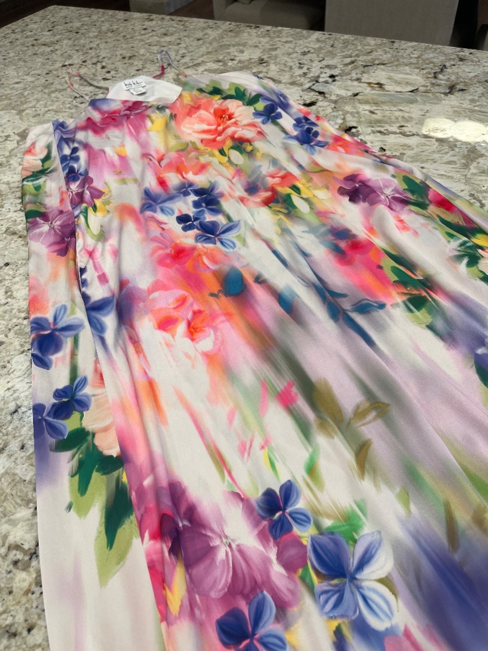 NICOLE MILLER Watercolor Flowy Floral Maxi Dress Summer Beach Vacation Cover Up - Picture 2 of 7